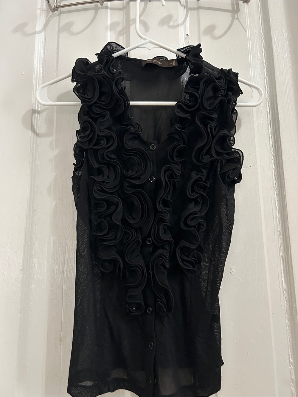 The Limited - Black Ruffle Front Sleeveless Blouse